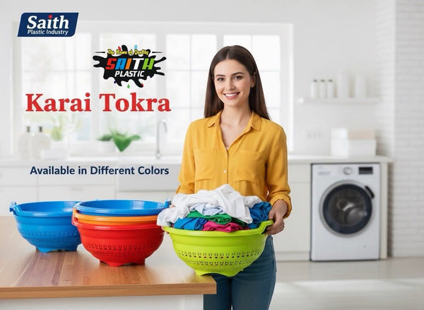 Saith Plastic Karai Tokra – Multi-Purpose Large Plastic Colander Basket